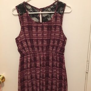 Lace Accent Print Dress